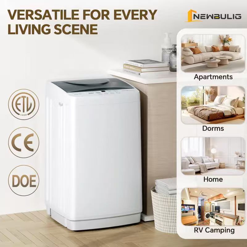 Portable Compact Washing Machine Full Automatic Stainless Steel Drum LED Display for Apartment