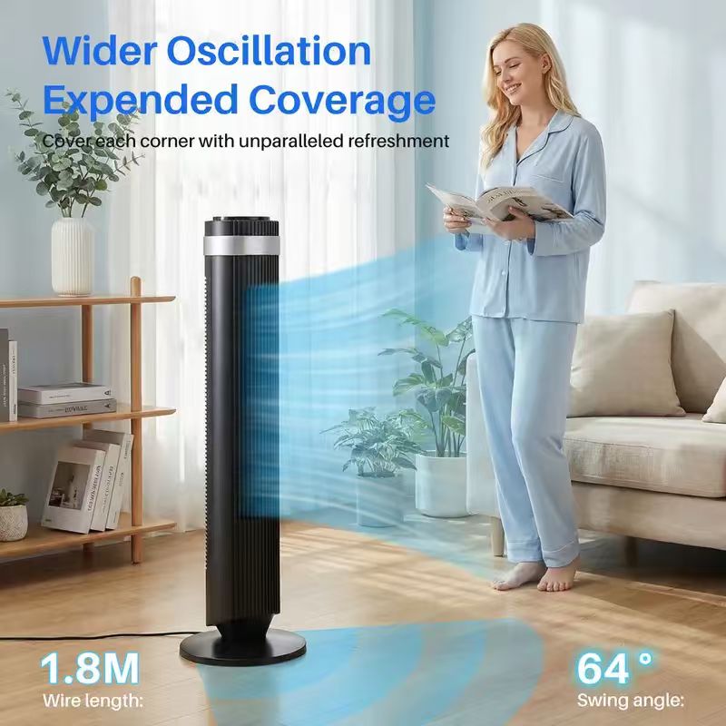 Bladeless Tower Fan with Quiet Cooling Smart Timer Wide Oscillation for Bedroom Office Home