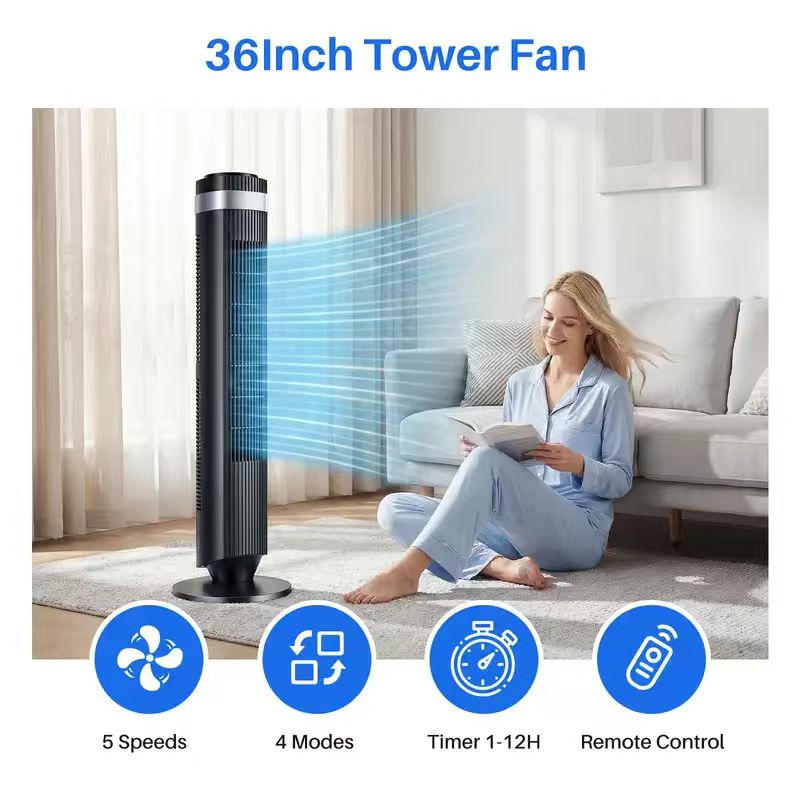 Bladeless Tower Fan with Quiet Cooling Smart Timer Wide Oscillation for Bedroom Office Home
