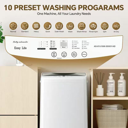 Portable Compact Washing Machine Full Automatic Stainless Steel Drum LED Display for Apartment