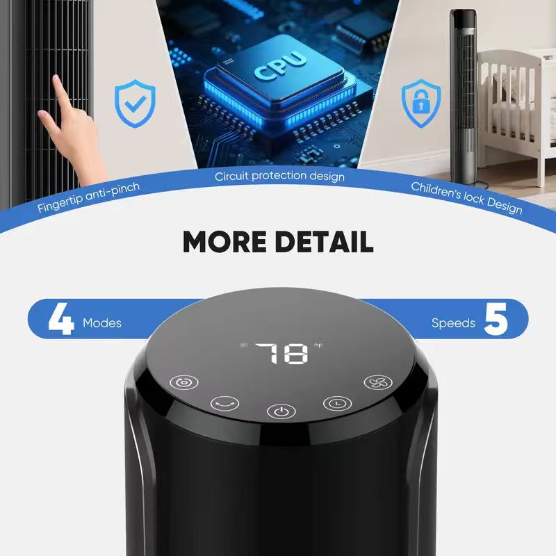 Bladeless Tower Fan with Quiet Cooling Smart Timer Wide Oscillation for Bedroom Office Home