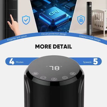 Bladeless Tower Fan with Quiet Cooling Smart Timer Wide Oscillation for Bedroom Office Home