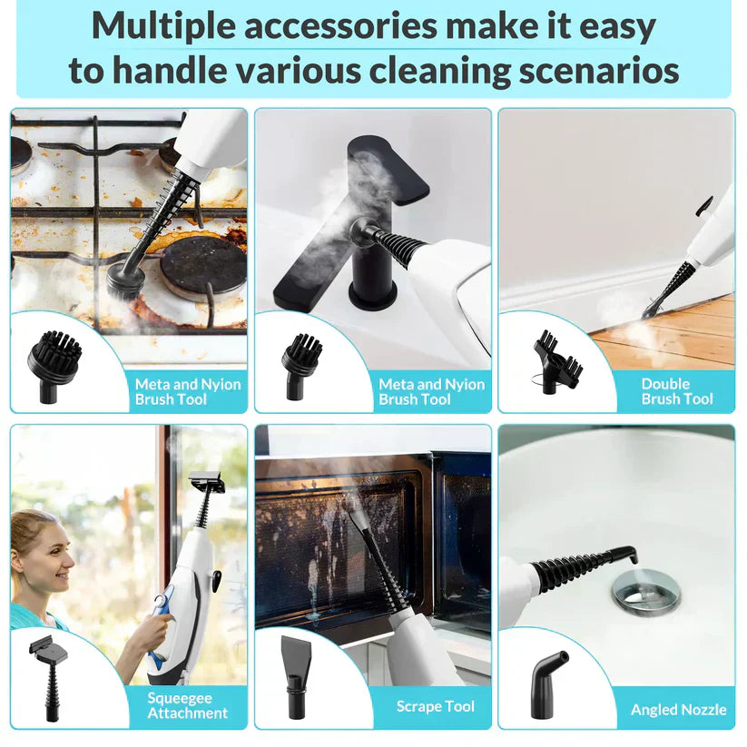 10 in 1 Steam Mop Chemical Free Deep Clean Multi Surface Detachable Handheld Cleaner Fast Heat