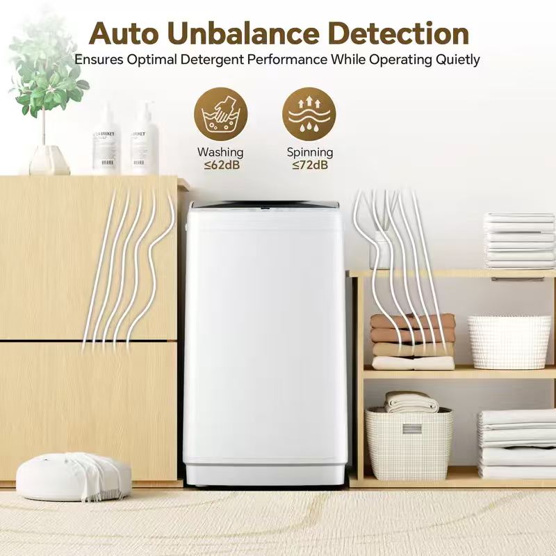 Portable Compact Washing Machine Full Automatic Stainless Steel Drum LED Display for Apartment
